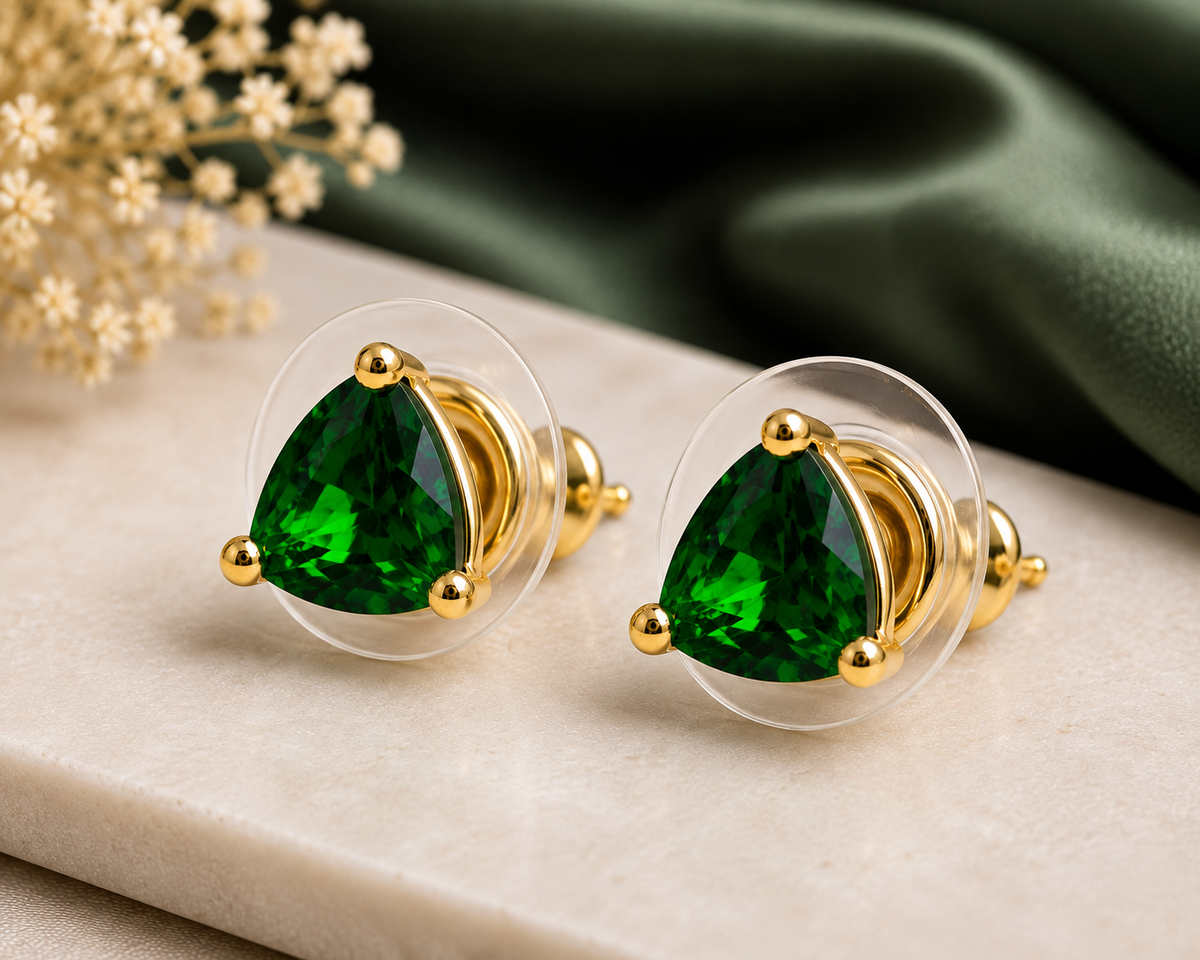 Sovar Emerald Green Crystal Transparent Stud Earrings