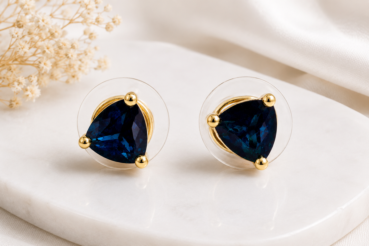 Sovar Midnight Blue Crystal Transparent Stud Earrings