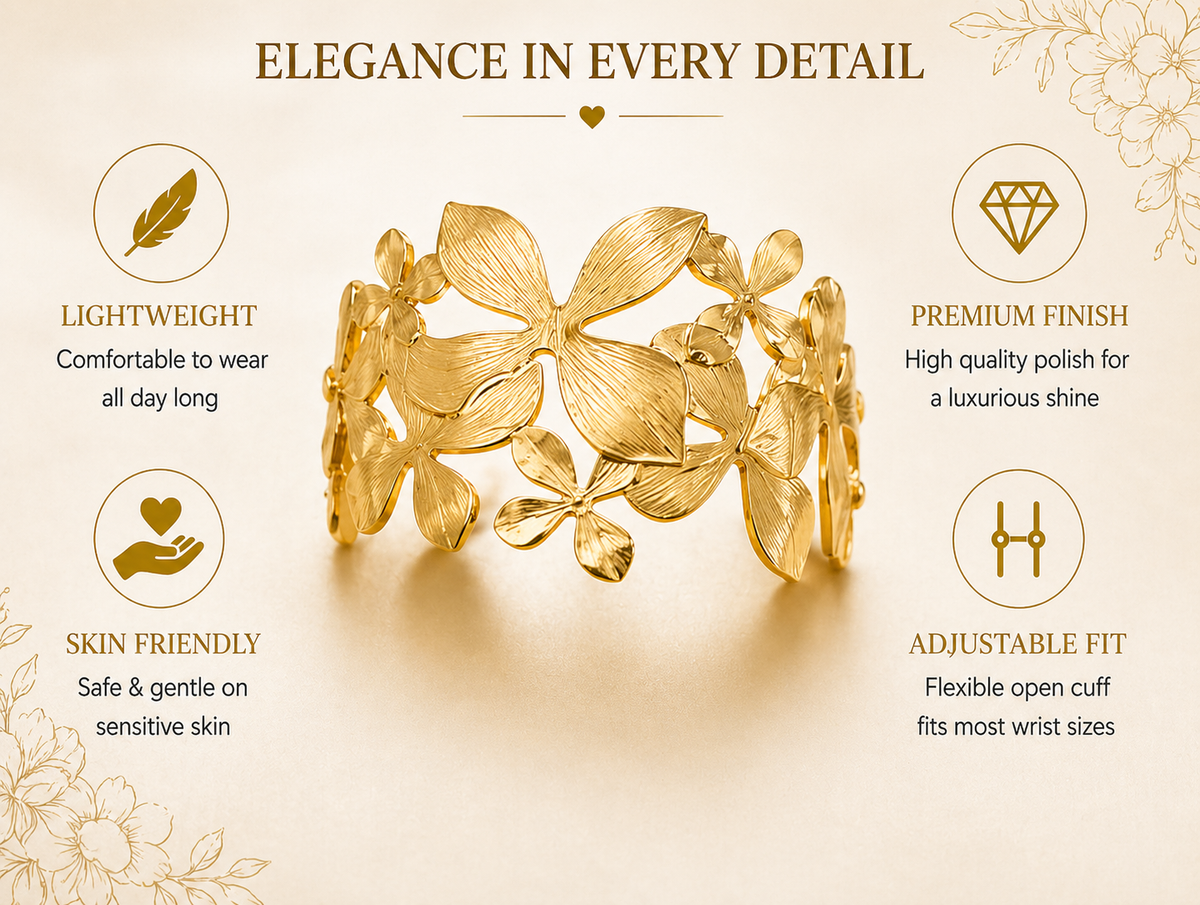 Elegant Leaf Design Cuff Bracelet