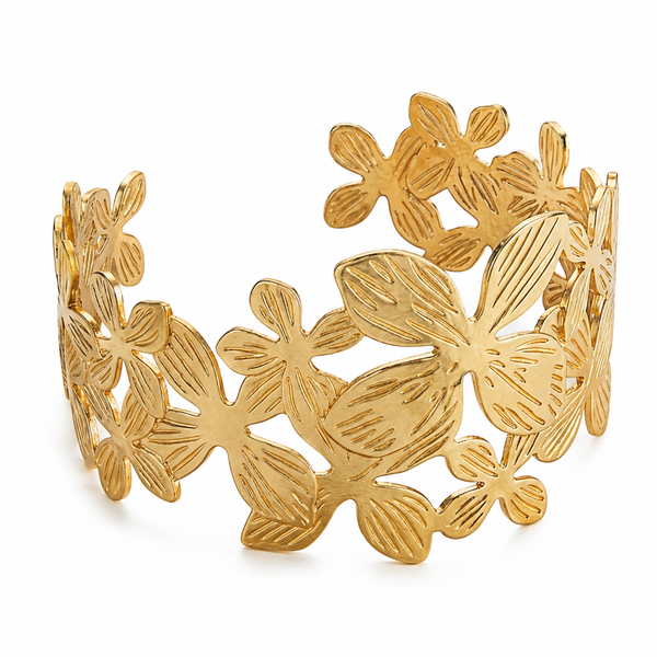 Elegant Leaf Design Cuff Bracelet
