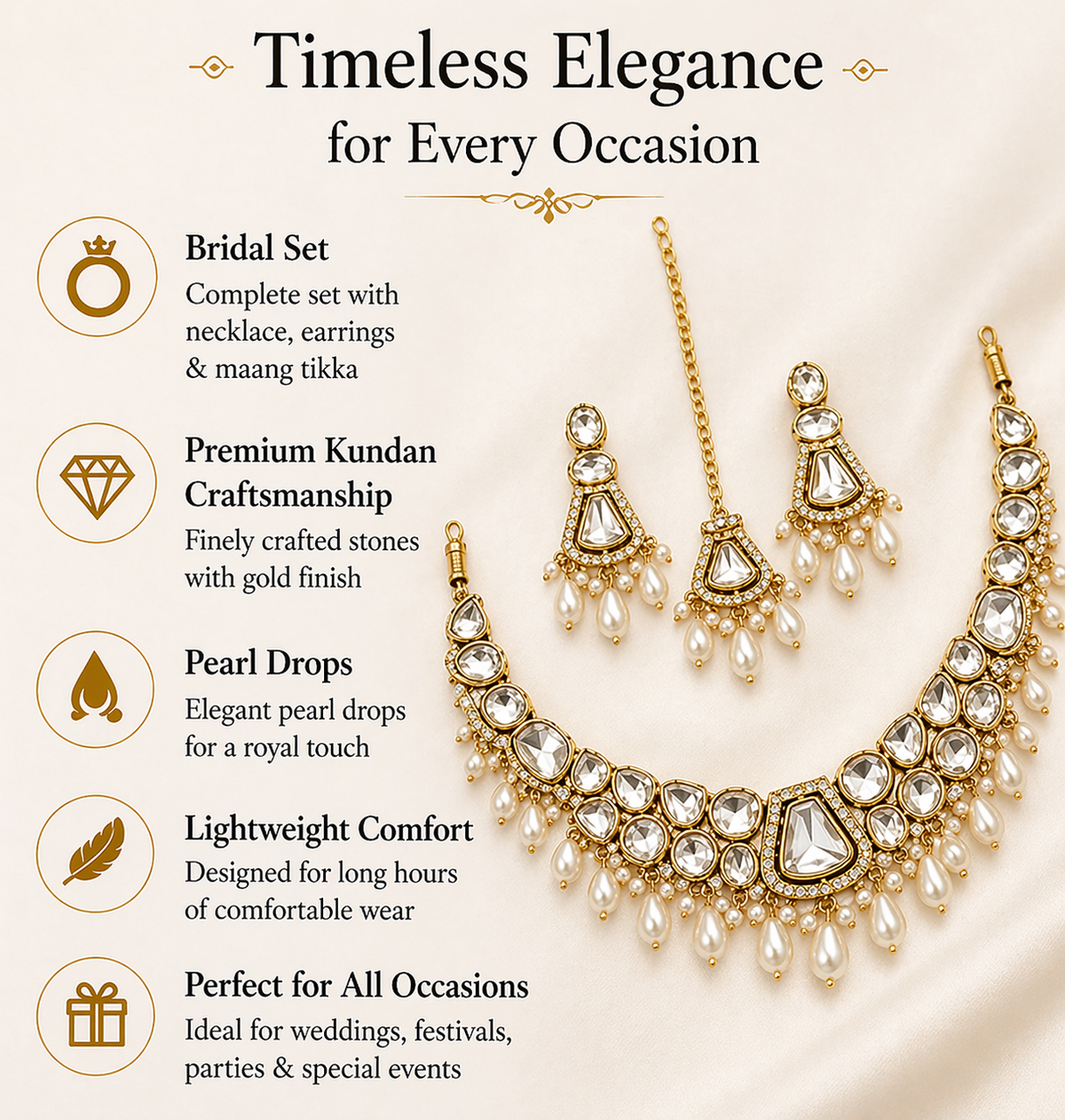 White Pearl Kundan Necklace Set