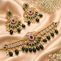 Royal Peacock Kundan Choker Set – Emerald Green