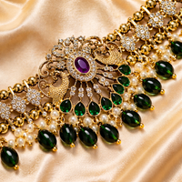 Royal Peacock Kundan Choker Set – Emerald Green