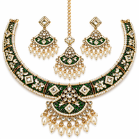 Green Enamel Kundan Choker Necklace Set