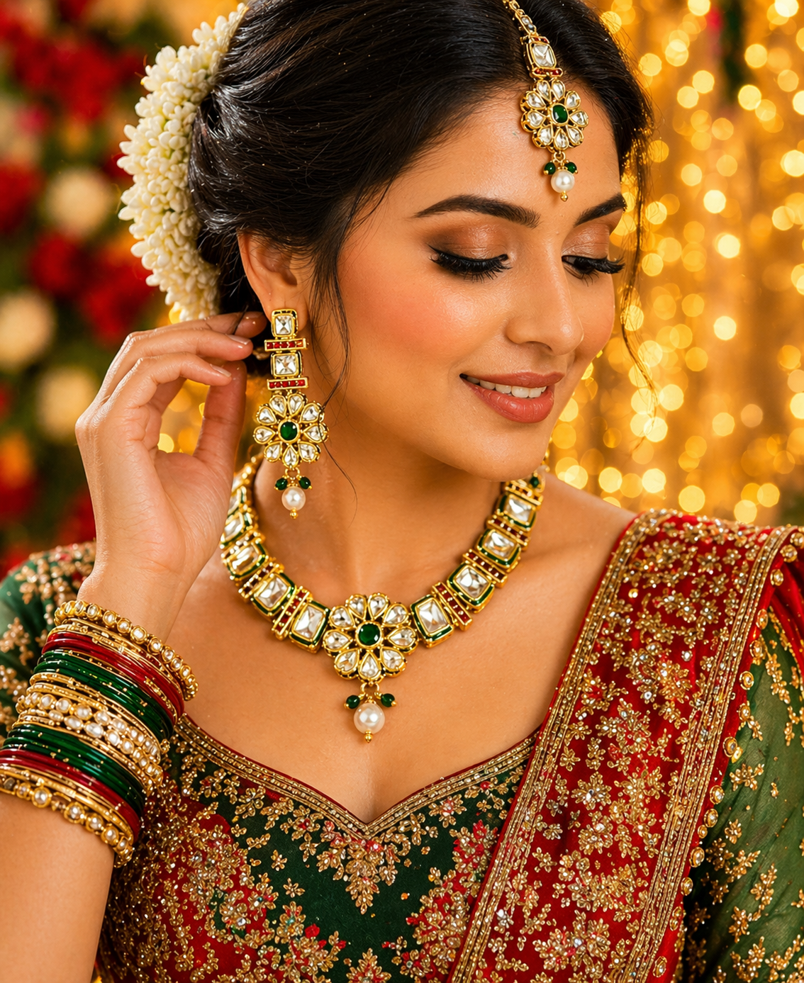 Kundan Necklace Set with Handcrafted Meenakari Design