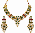 Gold Plated Kundan Necklace Set with Meenakari Work