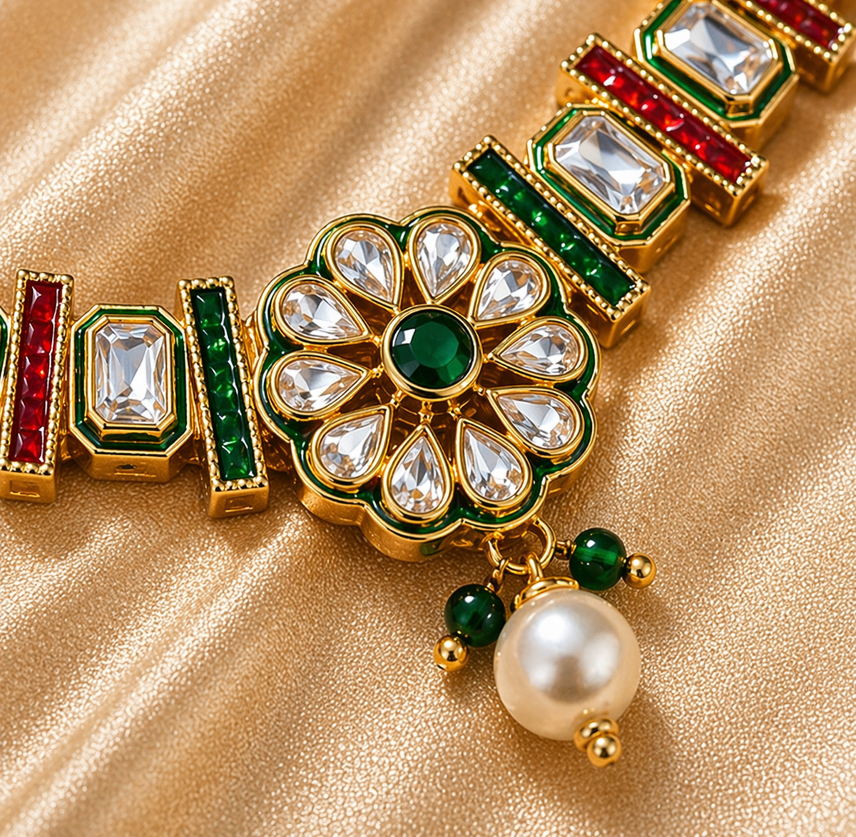 Kundan Necklace Set with Handcrafted Meenakari Design