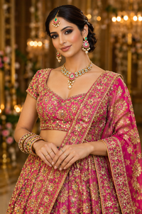 Gold Plated Meenakari Kundan Jewelry Set with Pearl Drops