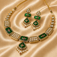 Emerald Green Kundan Polki Necklace Set