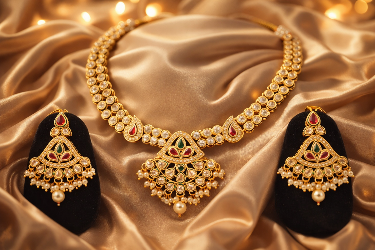 Traditional Kundan Pearl Jewelry Set