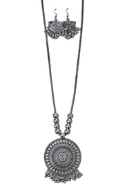 SOVAR Tribal Mandala Antique Oxidised Necklace & Earrings Set