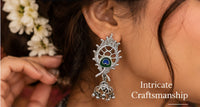 SOVAR Oxidised Silver Peacock Necklace & Earrings Set for Women | Traditional Ethnic Jewellery