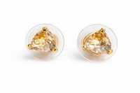 Transparent Crystal Stud Earrings with Gold-Tone Detail | Sovar