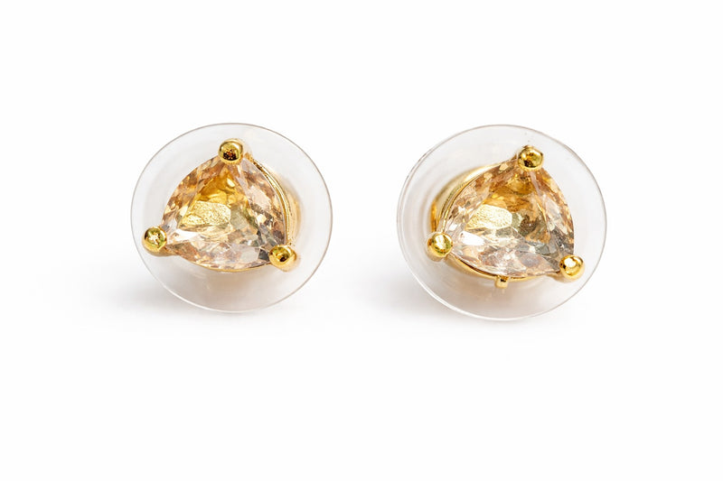 Transparent Crystal Stud Earrings with Gold-Tone Detail | Sovar