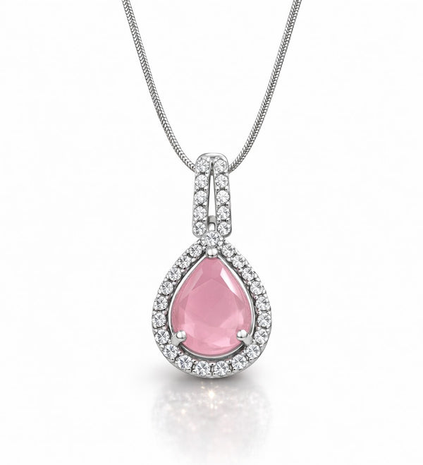 Emerald Pink Teardrop Pendant Necklace