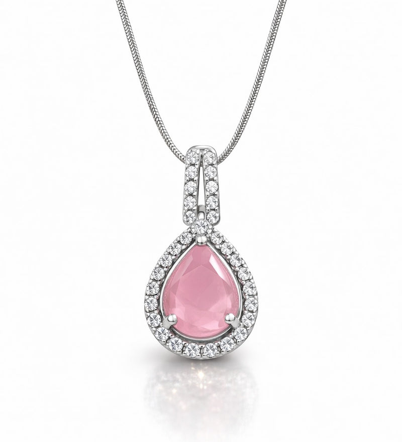 Emerald Pink Teardrop Pendant Necklace