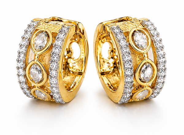 Gold Plated Statement Hoop Earrings/ Bali