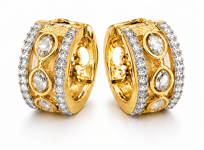 Gold Plated Statement Hoop Earrings/ Bali