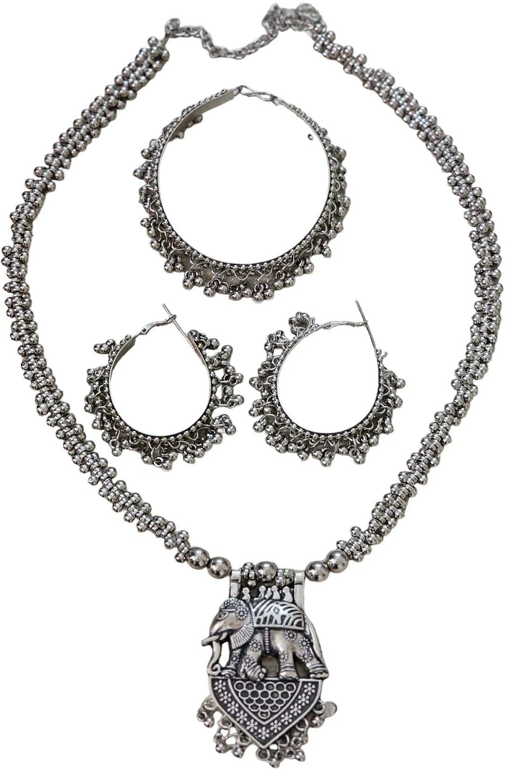 SOVAR Royal Elephant – Oxidised Silver Tribal Jewellery Set