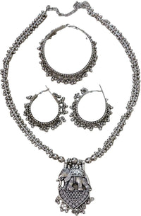 SOVAR Royal Elephant – Oxidised Silver Tribal Jewellery Set