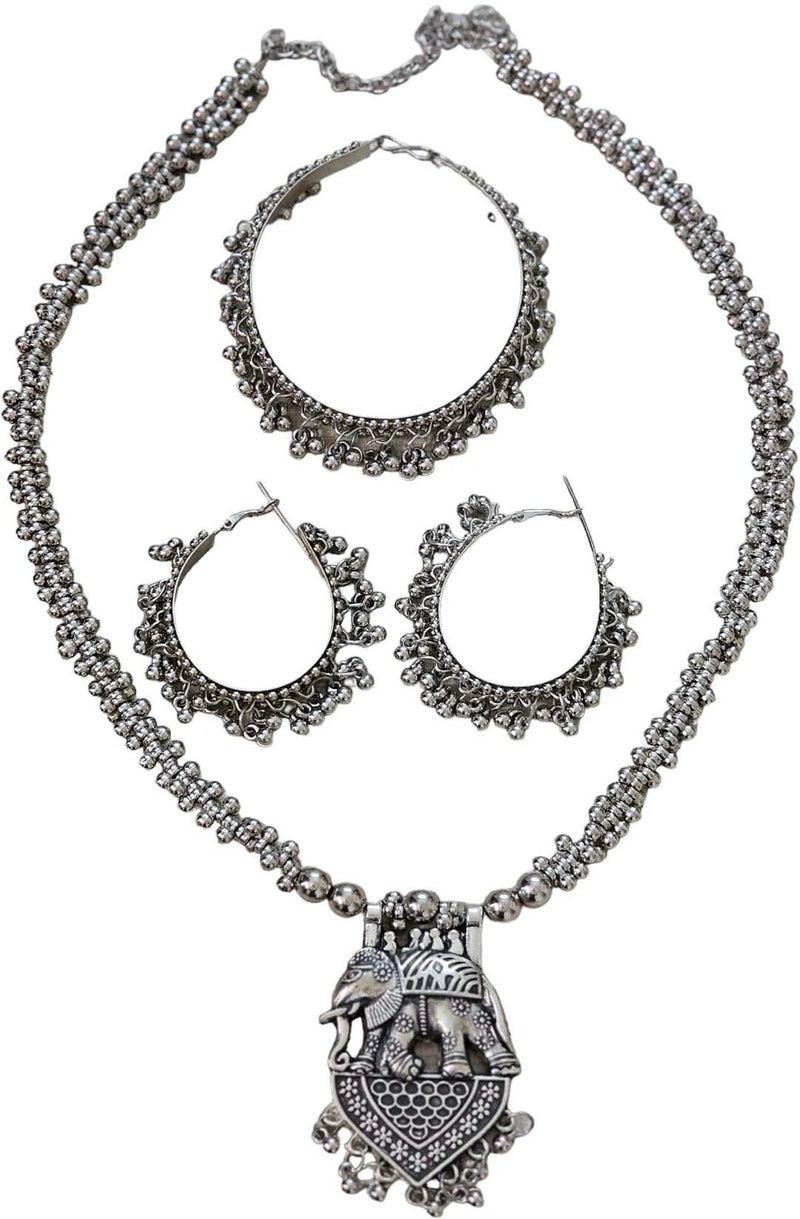 SOVAR Royal Elephant – Oxidised Silver Tribal Jewellery Set