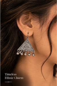 Sovar Oxidised Silver Peacock Necklace & Earrings Set for Women
